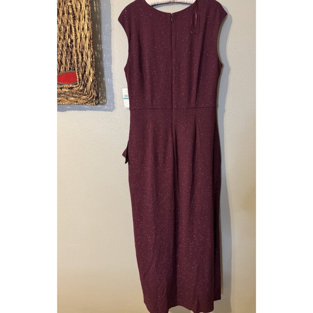 SLNY Formal Dress 16 Maroon Wine Shimmer Bead Gown Wedding Party Cruise NEW - Picture 2 of 11